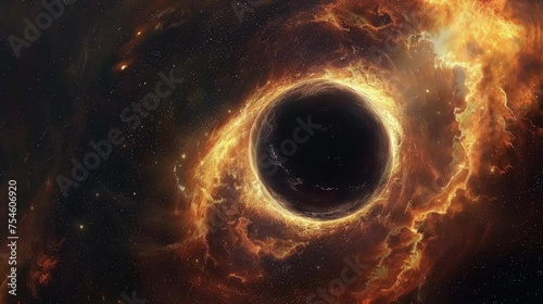 Black Hole Singularity in Space: Continuous Loop Animation. photo