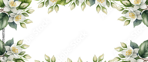 watercolor jasmine flower and brach isolated on transparent background, PNG jasmine clipart © Masjid