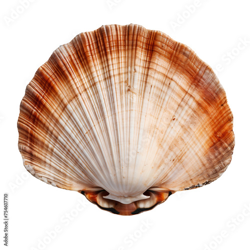 Scallop seashell ocean animal, isolated on transparent background cutout