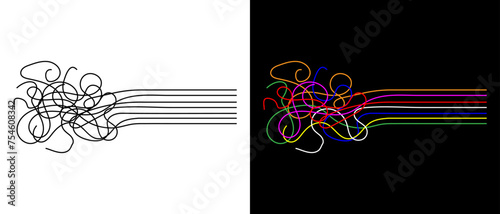Order and chaos diagram. Psychotherapy and psychology concept vector line. photo