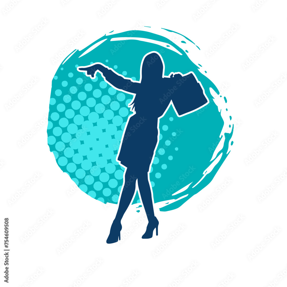 Silhouette of a business woman in expressive pose carrying briefcase Silhouette of a business woman in expressive pose carrying briefcase