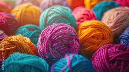 generative ai colored balls of yarn crocheting yarn knitting needles