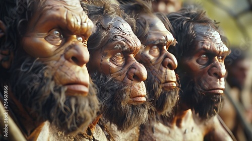 photo of group of strong caveman gang generative ai photo