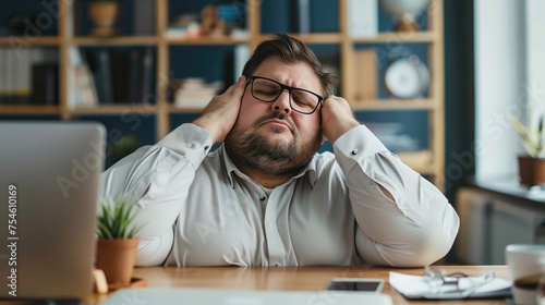 portrait businessman big size body working in the office room