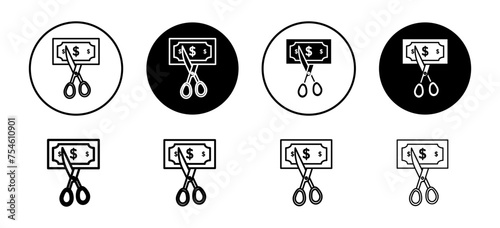 Cost cutting vector icon set collection. Cost cutting Outline flat Icon.
