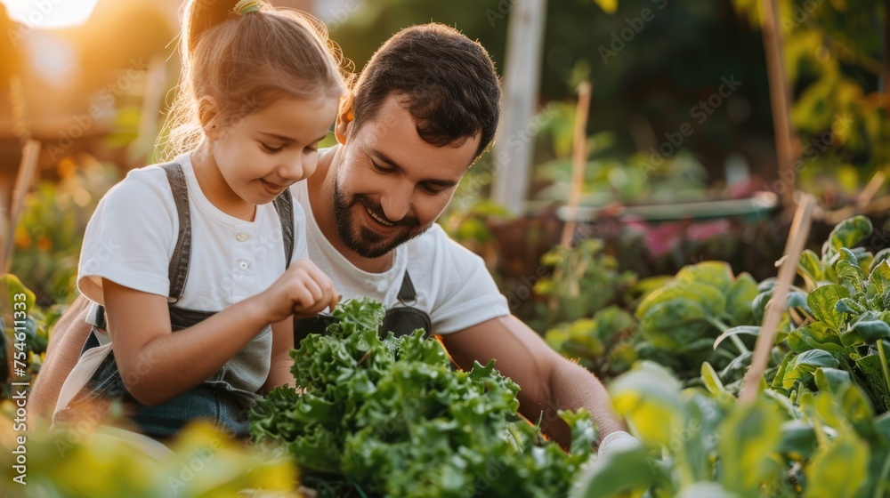custom made wallpaper toronto digitalA father and his daughter is growing vegetable at farm.