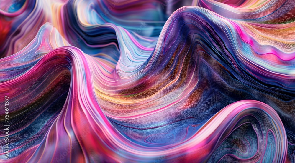 Fototapeta premium Flowing Ribbons of Vibrant Colors in Wave-Like Abstract Pattern