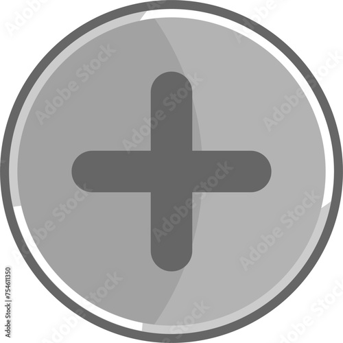 Metallic addition icon. Gray plus icon.