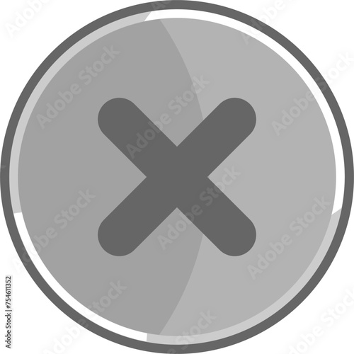 Metallic error icon. Gray cancel icon.