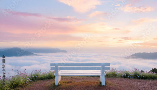 bench on a hill (sea ​​of ​​clouds)