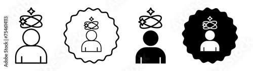 Dizziness set in black and white color. Dizziness simple flat icon vector