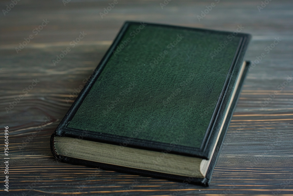 a black hardcover book with a green cover, in the style of victorian engravings, textured shading, symmetrical arrangement a black hardcover book with a green cover, in the style of victorian engravings, textured shading, symmetrical arrangement