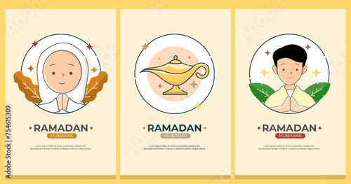 set of cards with a Ramadan theme. vector illustration. vector ramadan. Can be used for invitation cards, greeting cards, and Ramadan templates