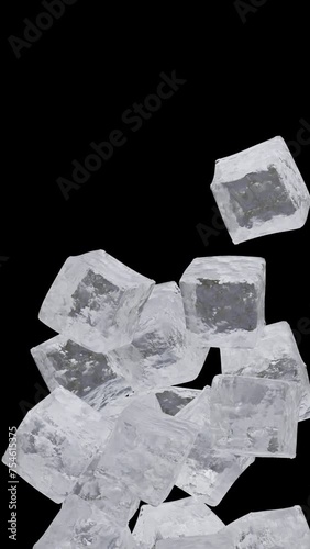Ice Cube Portrait Vertical Video Animation Curtain Transition Effect Transparent Background Alpha Channel