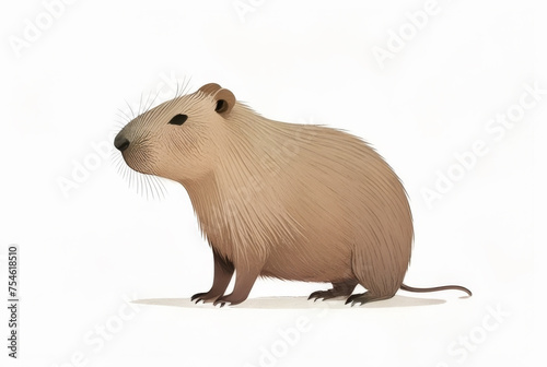 Capybara isolated on white background. Cute rodent. 3d illustration
