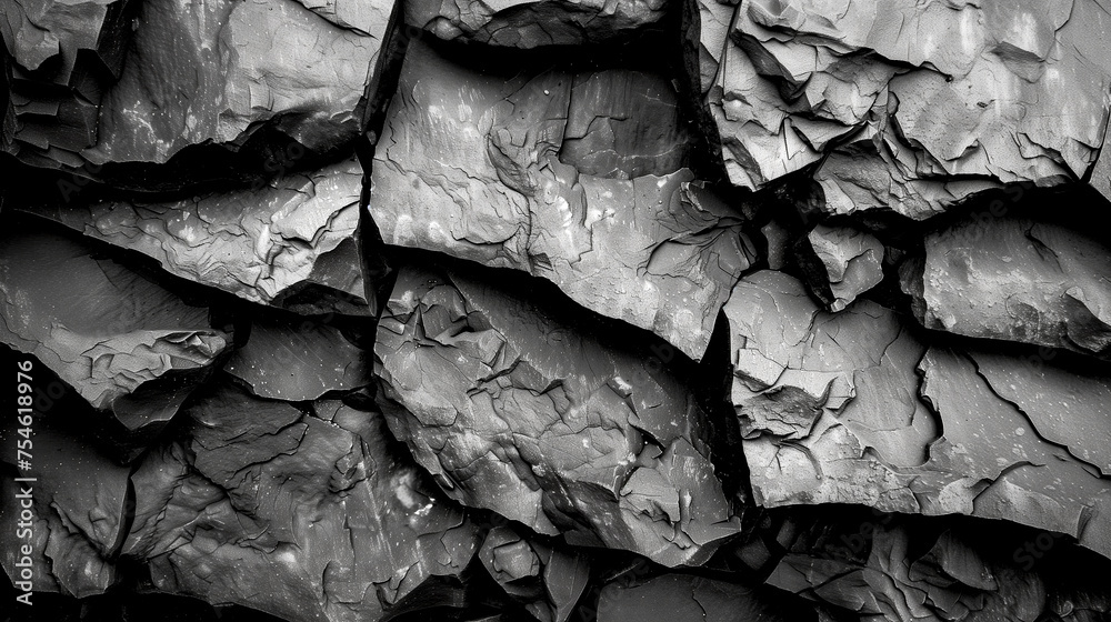 Stone Texture - Layered Geological Layers - Weathered Surface of Rocky Stone Plateau - Cracks - obrazy, fototapety, plakaty 