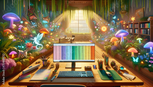 Colorful and Magical Spreadsheet Software in Enchanting Home Office