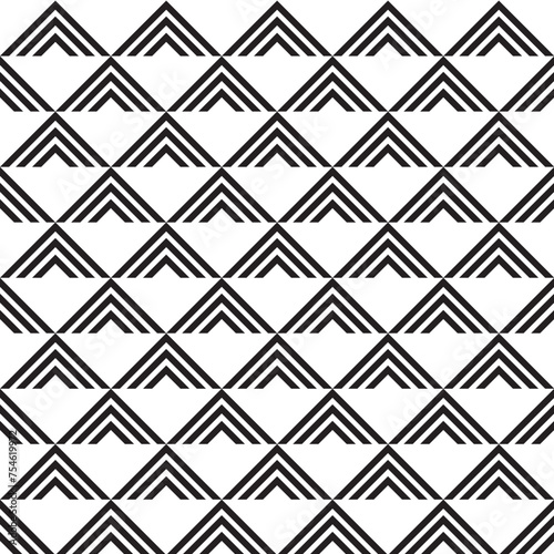 seamless black geometric pattern in vintage style. Line pattern in triangle shape 