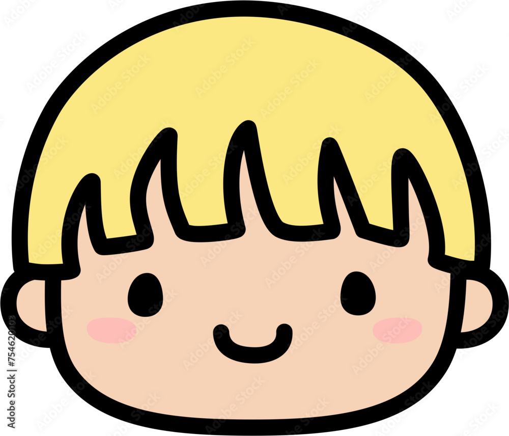 Cute Human Face Head in SVG Vector Illustration