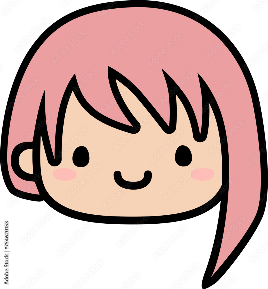 Cute Human Face Head in SVG Vector Illustration
