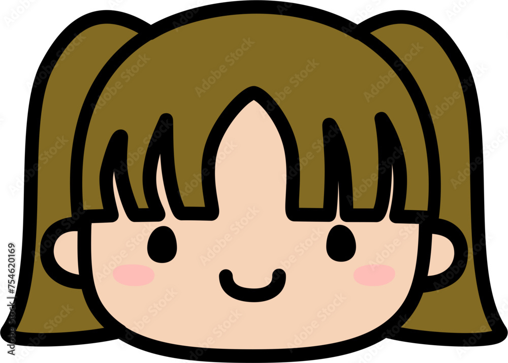 Cute Human Face Head in SVG Vector Illustration Cute Human Face Head in SVG Vector Illustration