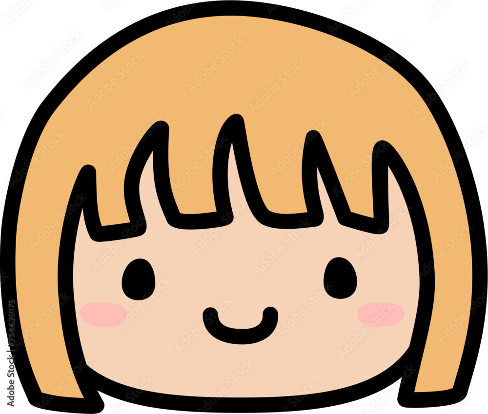 Cute Human Face Head in SVG Vector Illustration Cute Human Face Head in SVG Vector Illustration