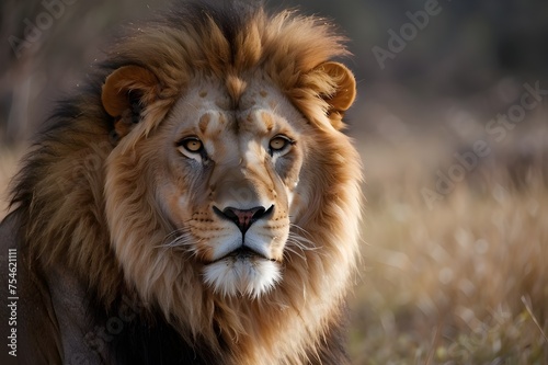 a cool lion on a blurred background Generative AI