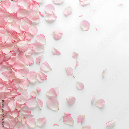 Scattered Rose Petals Transitioning from White to Deep Pink, Generative AI