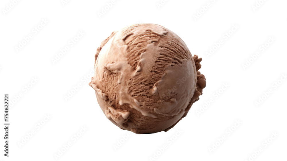 Obraz premium Ice cream ball on white isolated on clear png background and transparent background. food drink and dessert concept for cafe and restaurent, AI generative.