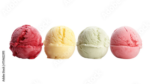 Ice cream ball on white isolated on clear png background and transparent background. food drink and dessert concept for cafe and restaurent, AI generative. photo