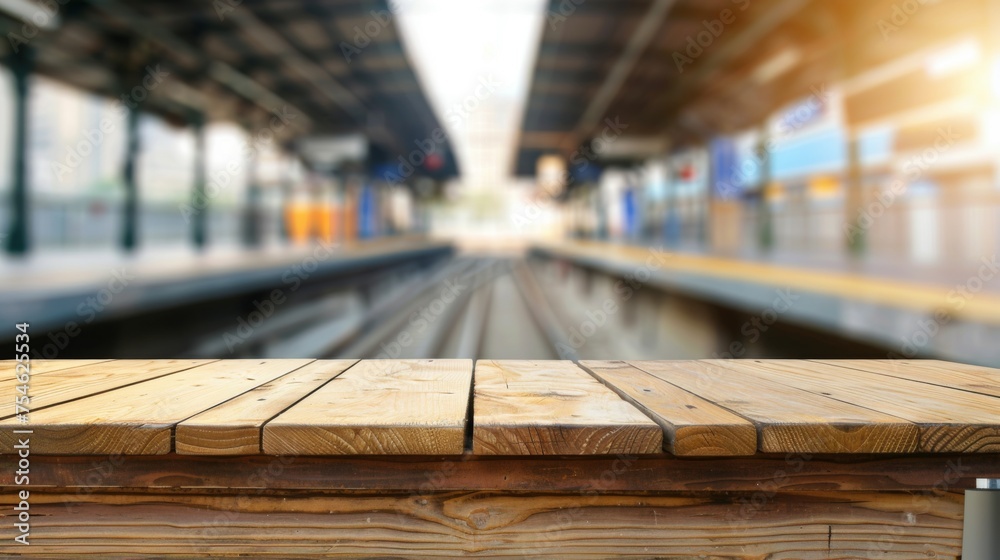 Wooden bridge over railways with copy space. Train station background Wooden bridge over railways with copy space. Train station background