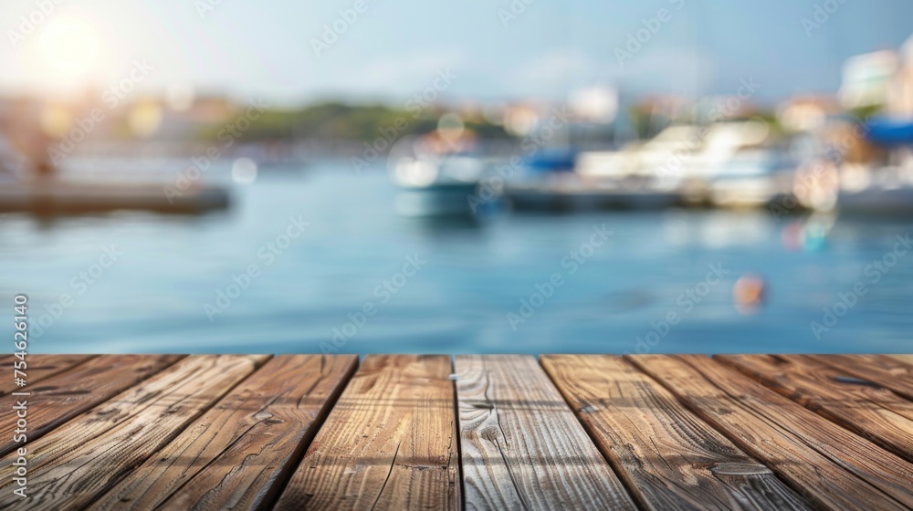 Wooden harbor docks top with copy space. Harbor background - obrazy, fototapety, plakaty 