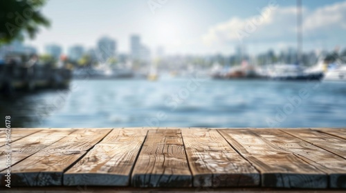 Wooden harbor docks top with copy space. Harbor background photo