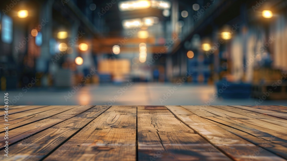 Wooden table top with copy space. Industrial area background Wooden table top with copy space. Industrial area background