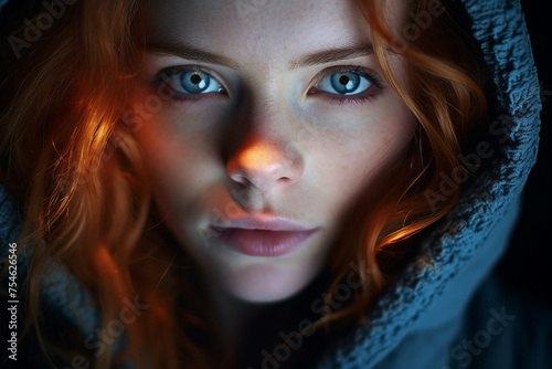 Striking Blue Eyes of Woman Captured at Dusk with High End DSLR and Prime Lens in Color Rich Style