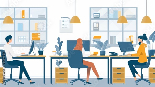 People working in an office with computers