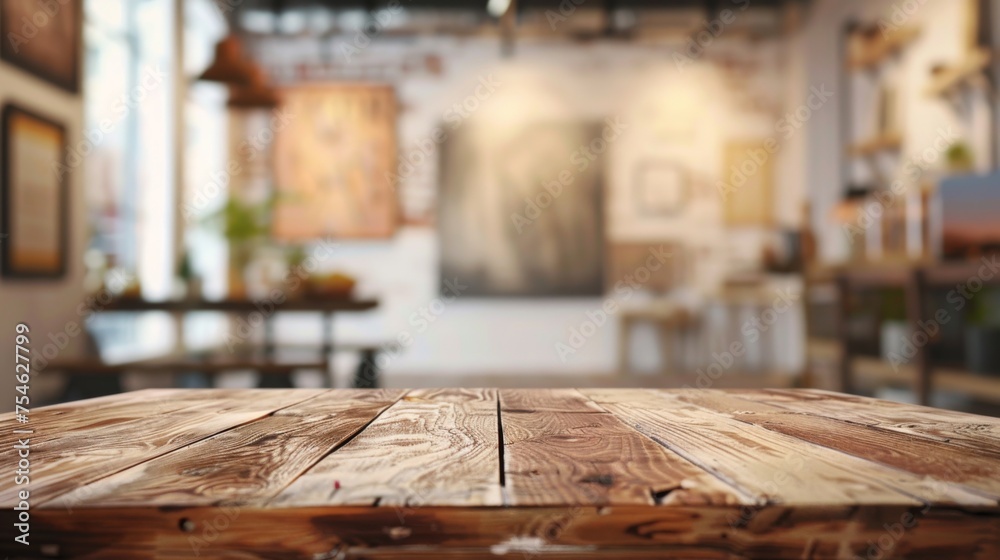 Wooden table top with copy space. Art gallery background Wooden table top with copy space. Art gallery background