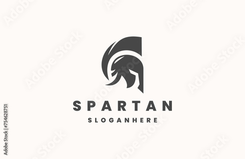 helmet of the Spartan warrior symbol, emblem. Spartan helmet logo, vector illustration