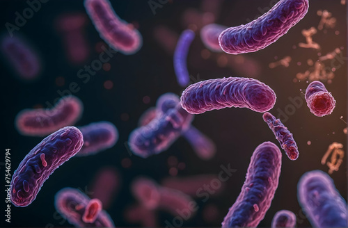 Scientific image of bacteria Bacteroides, Gram-negative anaerobic bacterium, one of the major components of normal microbiome of human intestine photo