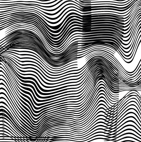 Distorted lines in separate pieces form a texture.