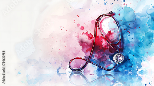 stethoscope watercolor illustration on white background