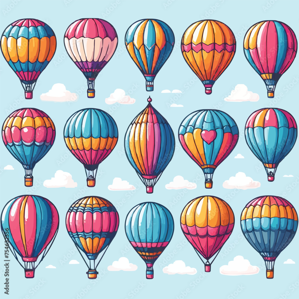 free vector Collection of colored hot air balloons