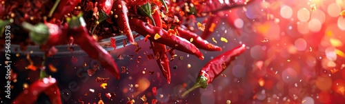 Chili hot spices background. Food background  photo