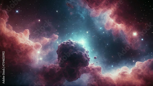 Universe illustration with nebulas and stars  full of details  magical and cinematic scene. AI generated image. 