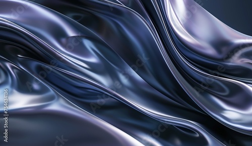 3D render of a holographic iridescent abstract background with wavy fluid lines,dark grey pastel colors, in the style of a hologram generative ai