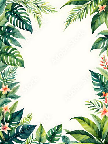 tropical-plant-frame-embracing-a-simple-background-watercolor-illustration-in-the-style