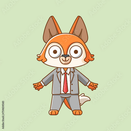 Cute fox businessman suit office workers cartoon animal character mascot icon flat style illustration concept © yisar