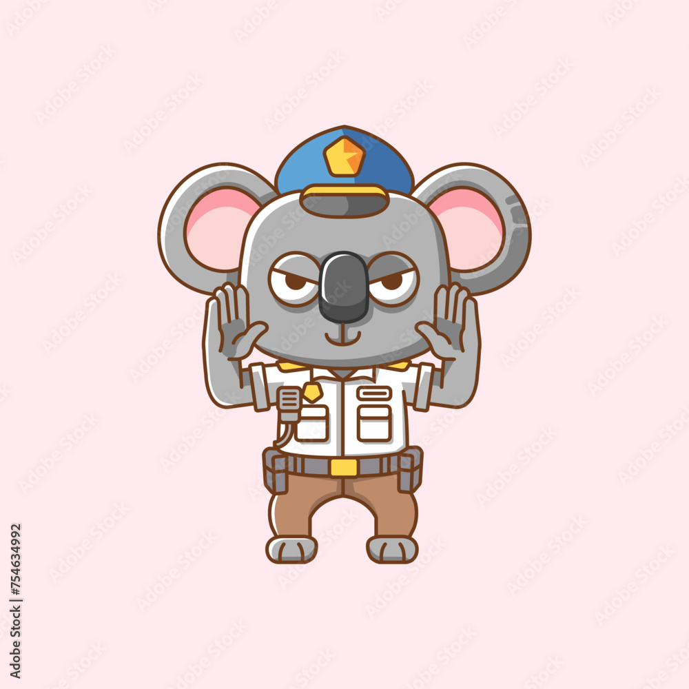 Cute koala police officer uniform cartoon animal character mascot icon flat style illustration concept set Cute koala police officer uniform cartoon animal character mascot icon flat style illustration concept set