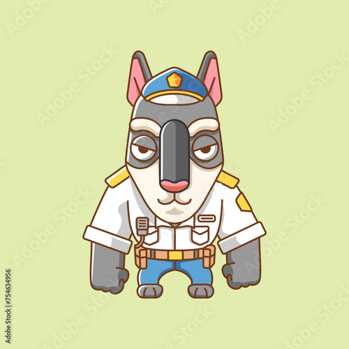Cute dog police officer uniform cartoon animal character mascot icon flat style illustration concept