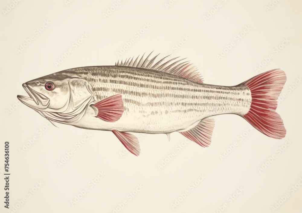 Single striped bass fish on a white background Single striped bass fish on a white background